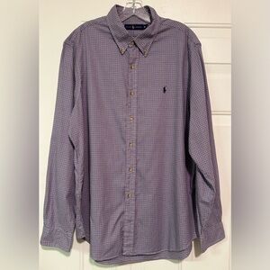 Ralph Lauren Button Down Checker Pattern Long Sleeve‎ Shirt Size XL